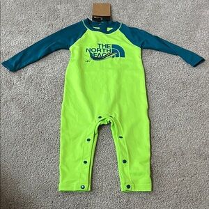 The North Face Neon Green and Teal Kids Rashguard
